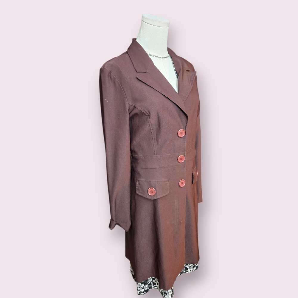 Long Brown Blazer, Size Medium - image 1